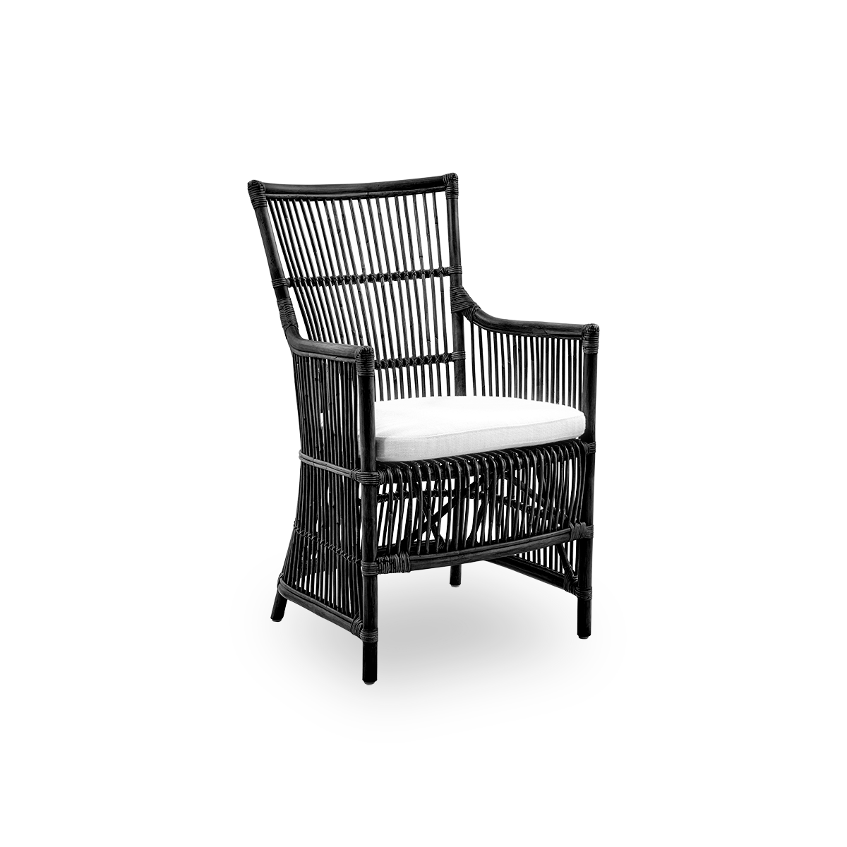 This is a close-up image of Davinci in black rattan.