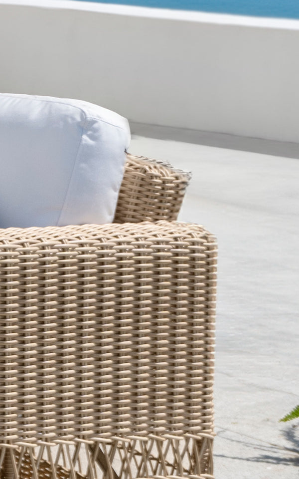 This is a close-up image of Carrie Sofa in natural ArtFibre Aluminium.