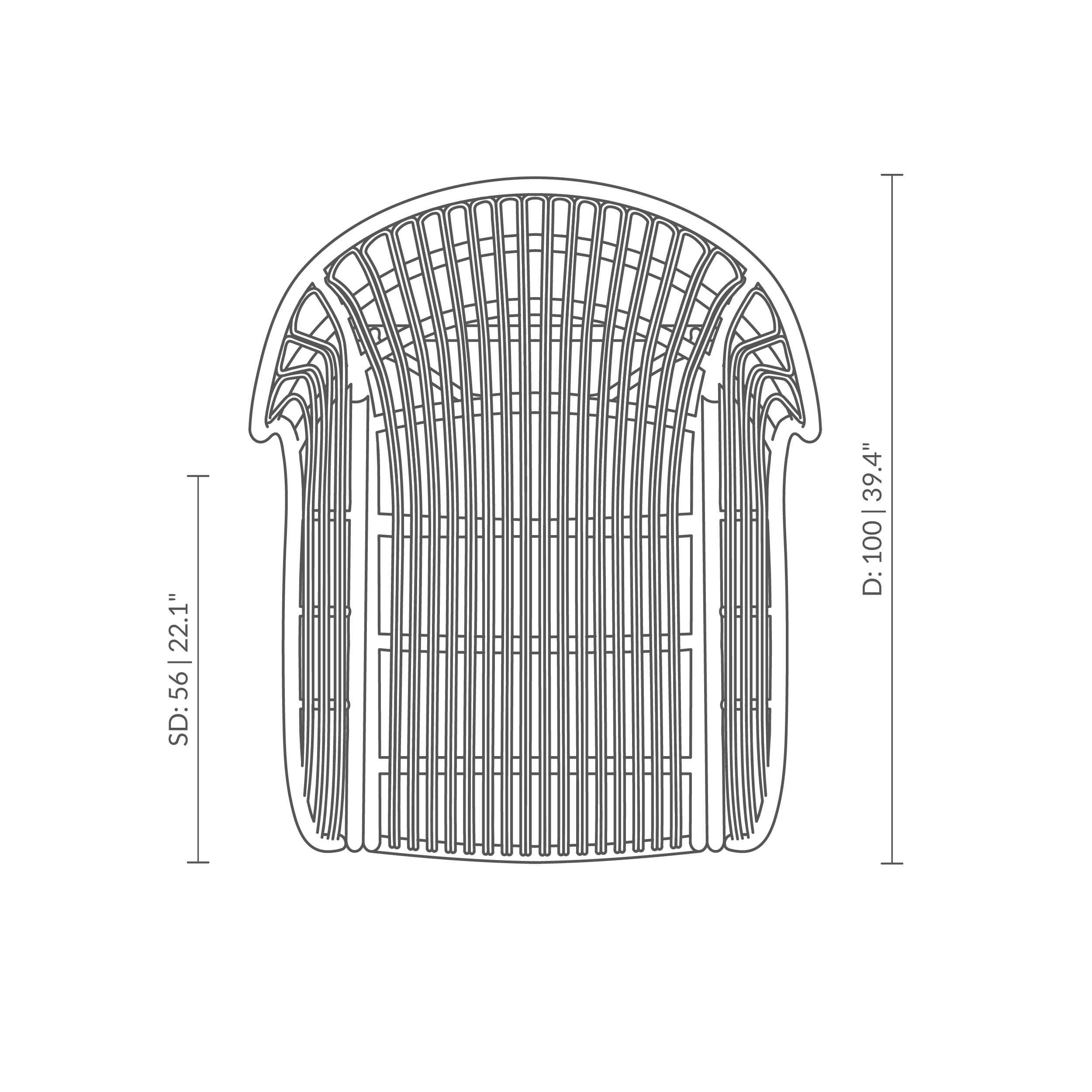 This is a dimensions diagram of VB-17 - Teddy Lounge Chair. Technical drawing showing product measurements.