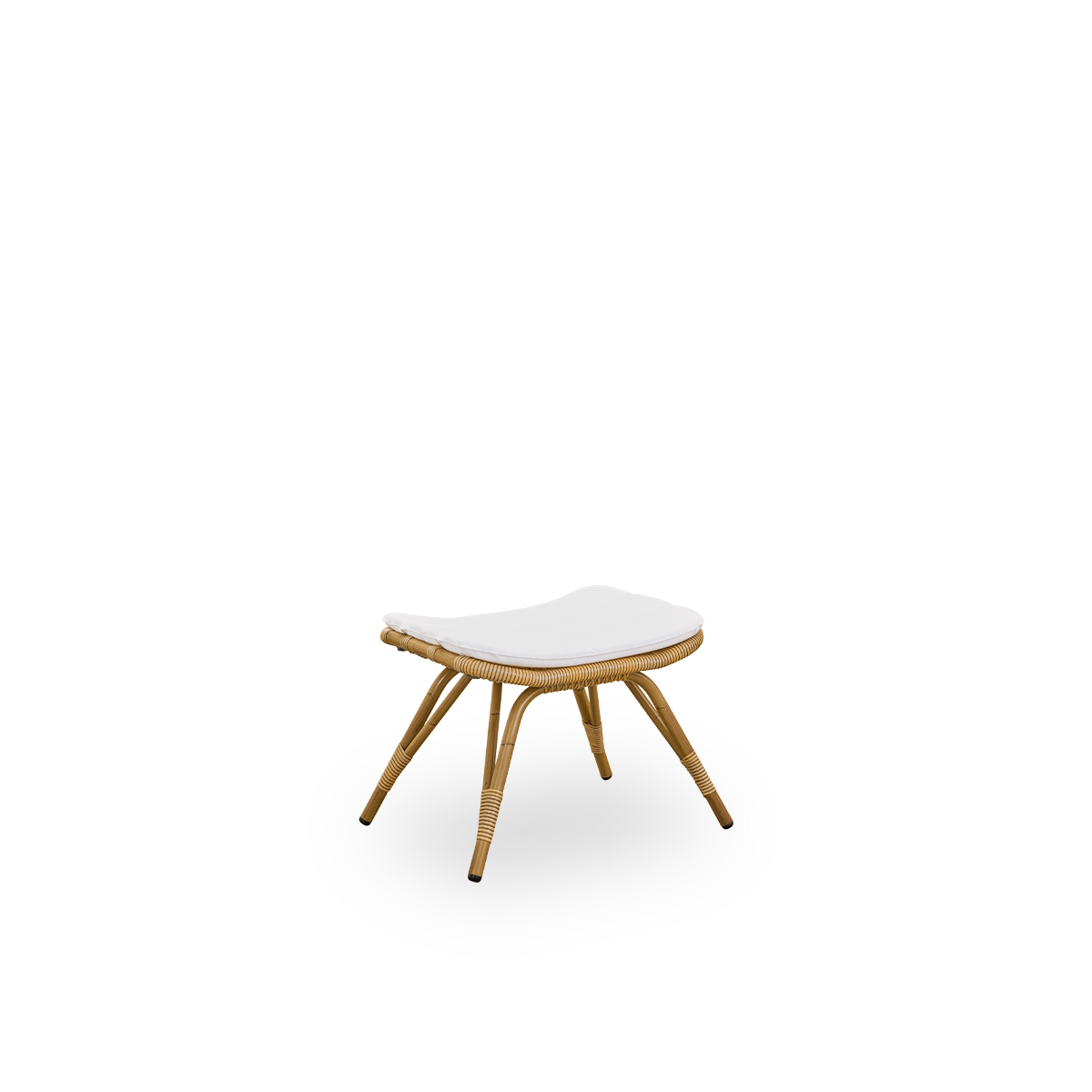 Side view of Monet outdoor footstool in Antique brown color. Aluminium frame in rattan look with ArtFibre windings.
