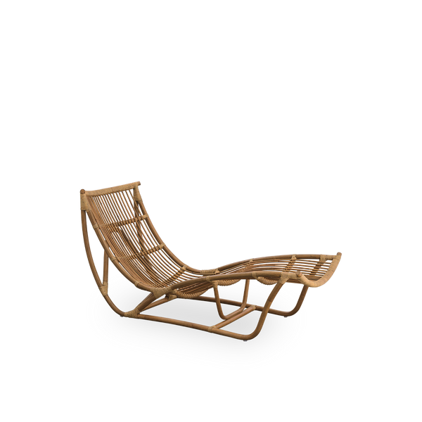 Side view of Michelangelo daybed in Antique brown rattan color. Handcrafted from high-quality Indonesian rattan.