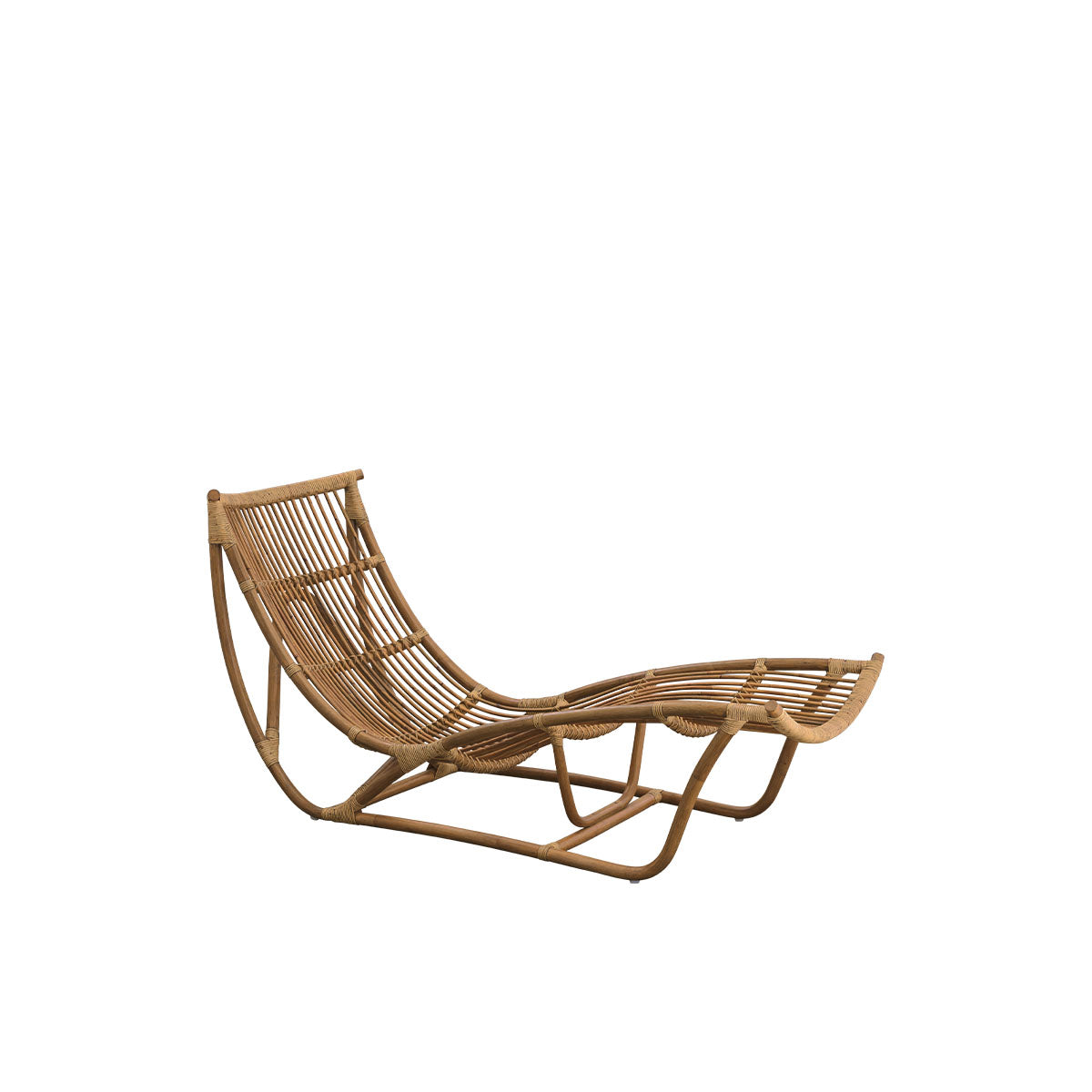 Side view of Michelangelo daybed in Antique brown rattan color. Handcrafted from high-quality Indonesian rattan.