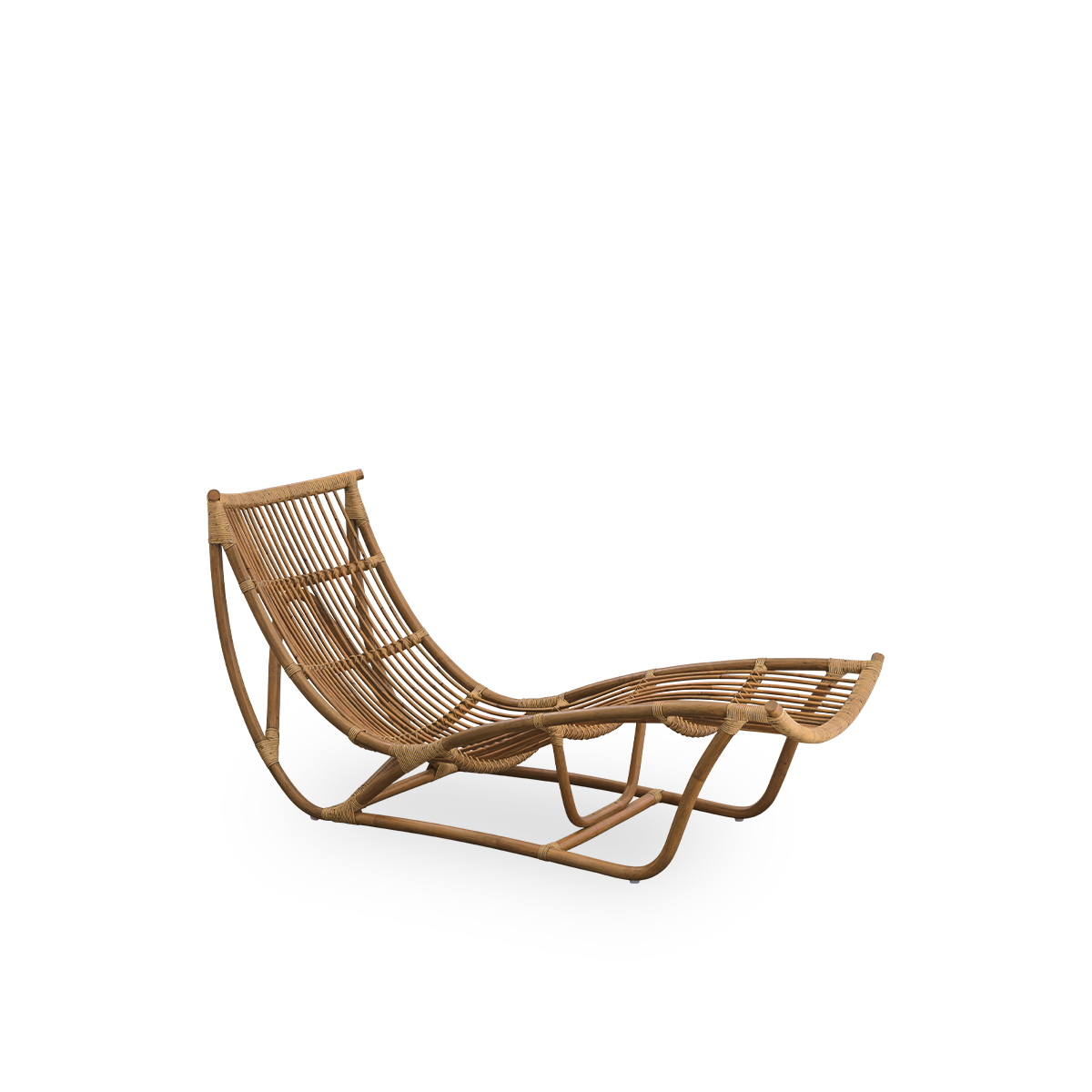 Side view of Michelangelo daybed in Antique brown rattan color. Handcrafted from high-quality Indonesian rattan.