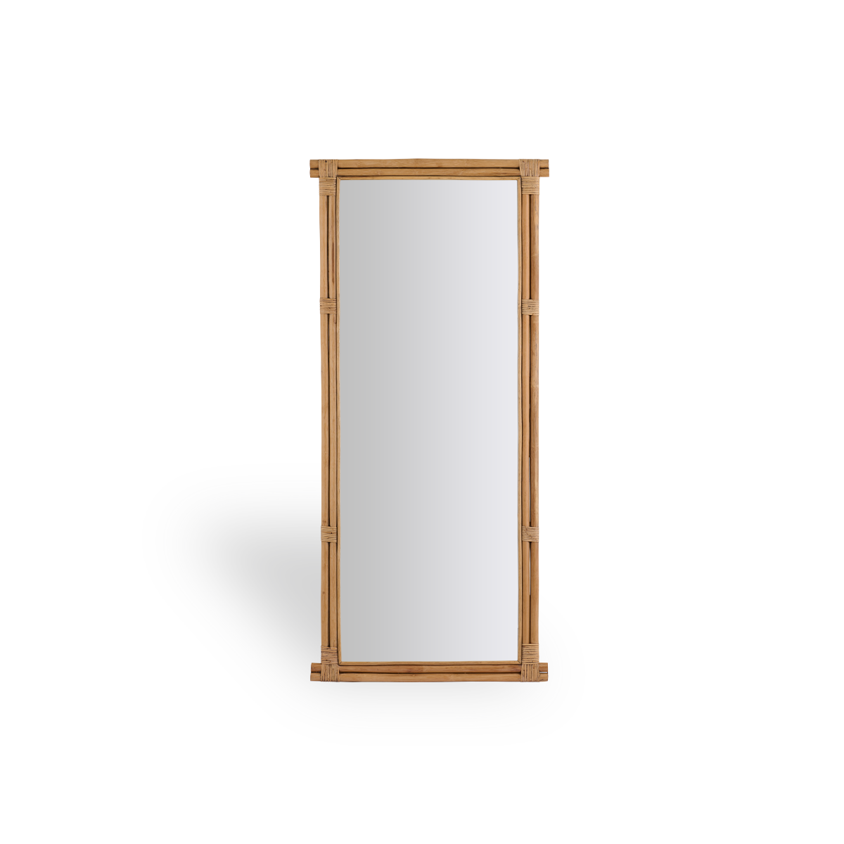 Rasmus full-length mirror height 180 cm handcrafted in high-quality Indonesian rattan in Antique brown color. Minimalistic, elegant design.