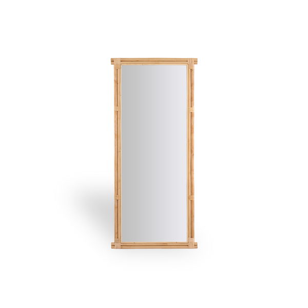 Rasmus full-length mirror height 180 cm handcrafted in high-quality Indonesian rattan in natural color. Minimalistic, elegant design.