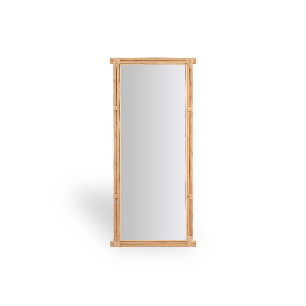 Rasmus full-length mirror height 180 cm handcrafted in high-quality Indonesian rattan in natural color. Minimalistic, elegant design.