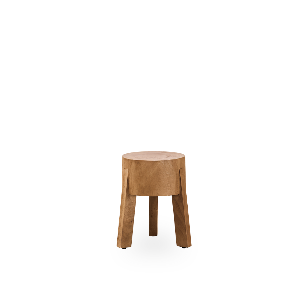 This is a close-up image of Roger Stool in teak indoor.