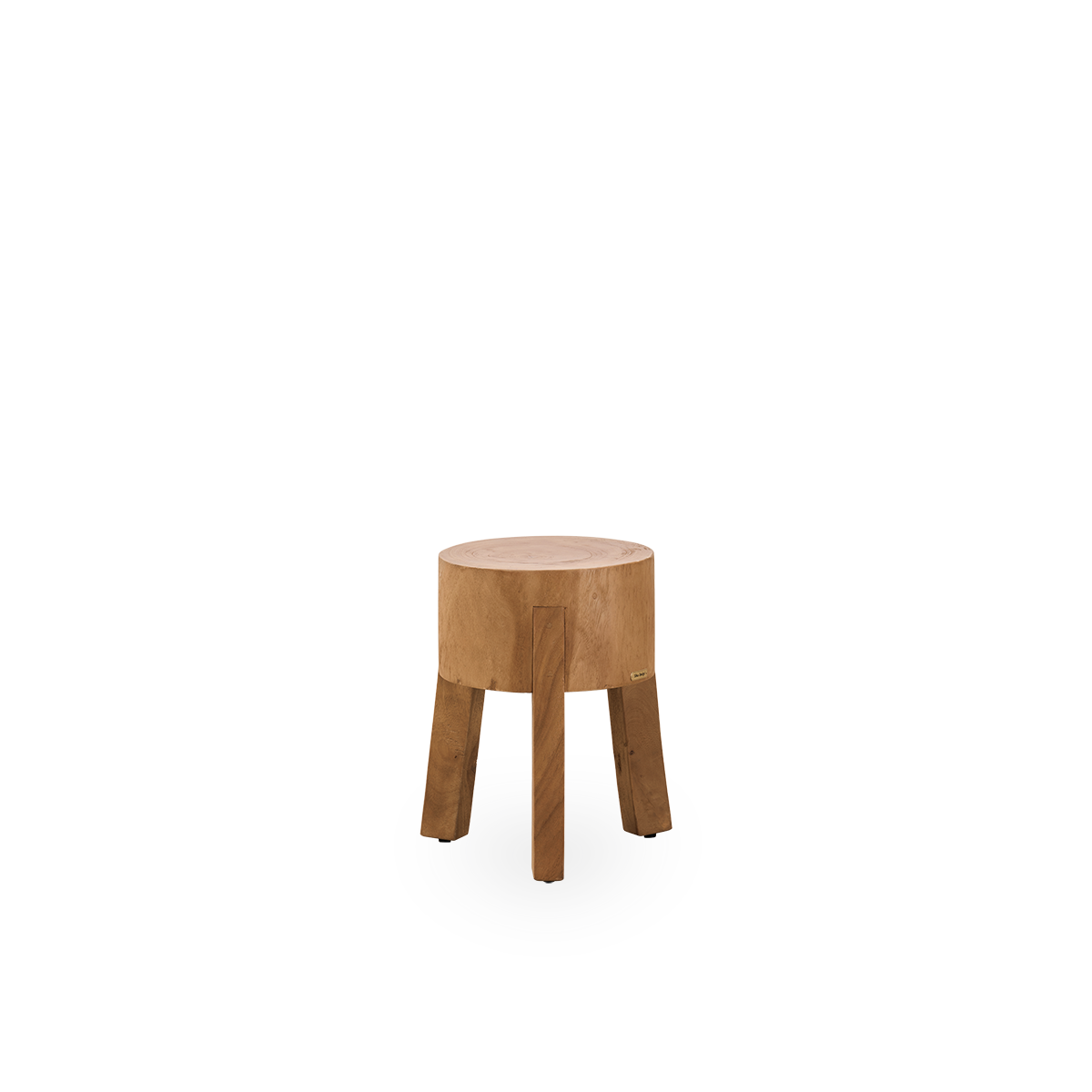 This is a close-up image of Roger Stool in teak indoor.