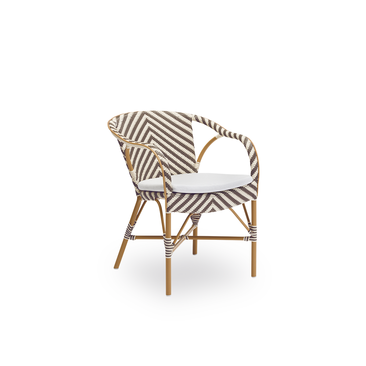 This is an image of Madeleine seat cushion for outdoor use with A670 fabric.