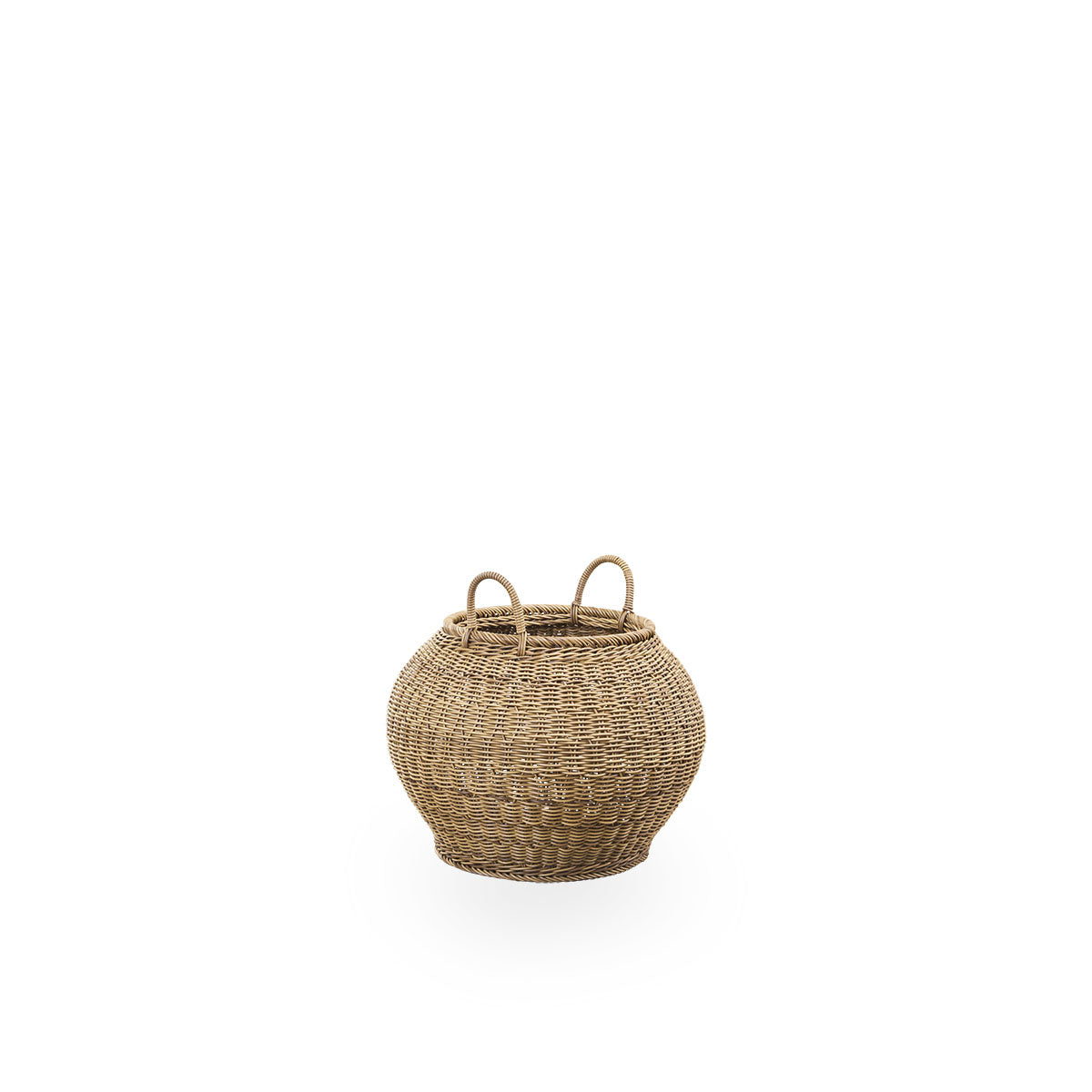 Smilla outdoor basket with handles in Chestnut color, handwoven from 70% recycled and 30% new ArtFibre. Big outdoor basket height 57 cm.