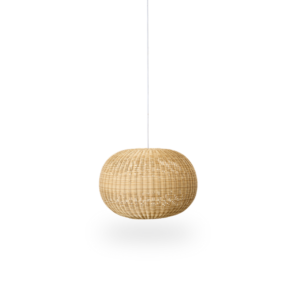 Tangelo outdoor lampshade designed by Darcy Clarke, size Medium, Ø49 cm. Handcrafted in weather-resistant ArtFibre with an inner steel frame giving it a good weight and stability.