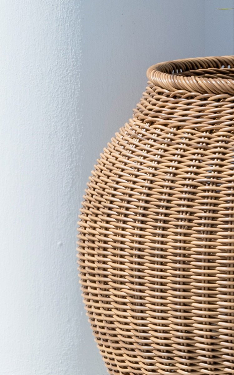 This is a close-up image of Alma Basket in chestnut core weave ArtFibre Aluminium.