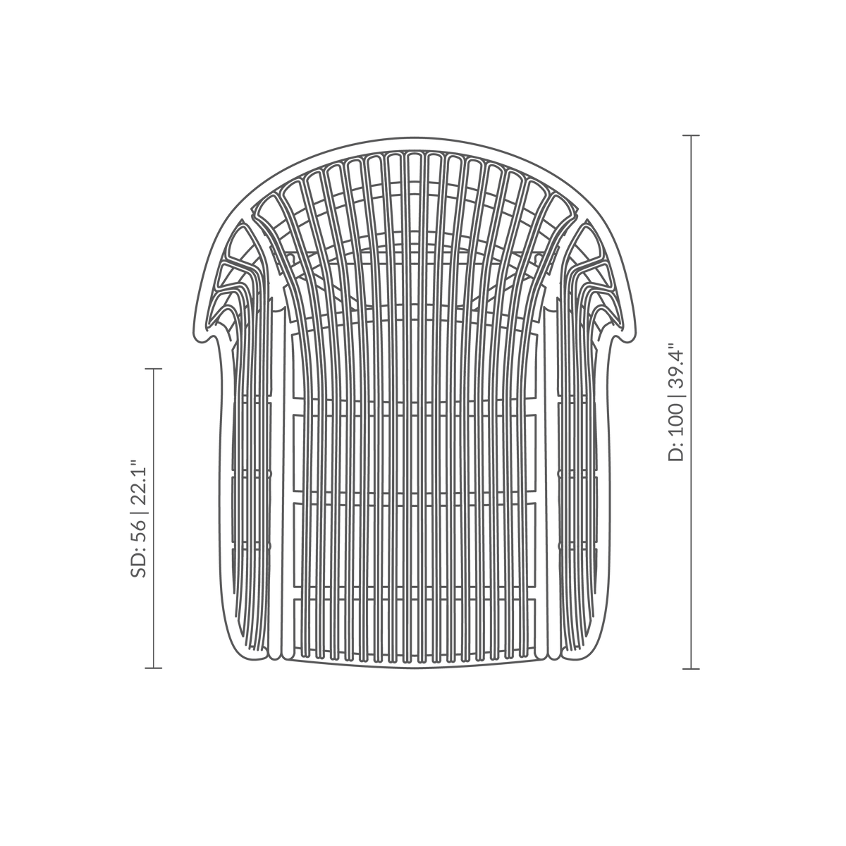 This is a dimensions diagram of VB-17 - Teddy Lounge Chair. Technical drawing showing product measurements.