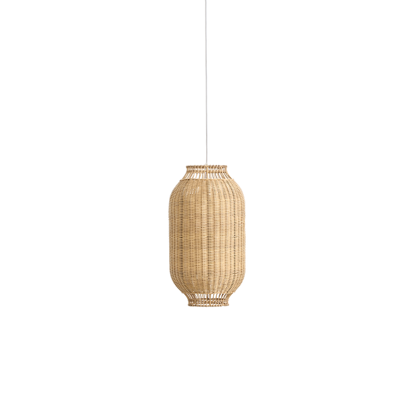 Kou lampshade designed by Jin Kuramoto, japan-inspired rattan lampshade handcrafted from high quality rattan with inner steel frame for stability. Height 50 cm, width 28 cm.