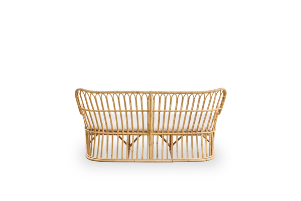 Plain back view of Tulip wicker sofa designed by Tove Kindt-Larsen, with soft organic lines. Handcrafted from high-quality Indonesian rattan.