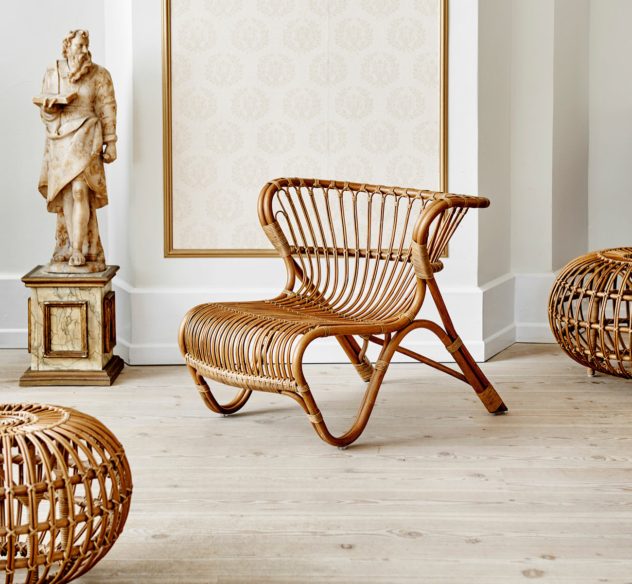 Ottoman in rattan and wicker | Franco Albini | Ottoman Large