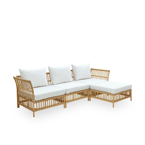 This is a close-up image of Maggie Sofa Corner Module in natural aluminium artfibre.