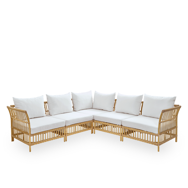 This is a close-up image of Maggie Sofa Corner Module in natural aluminium artfibre.